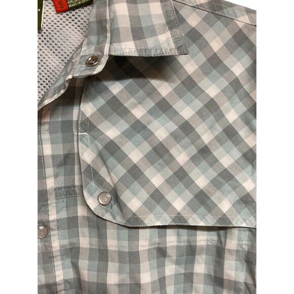 Men's Howler Brothers Long Sleeve Shirt Vented Pearl Snap Blue Gray Checks Sz Sm - Picture 3 of 8